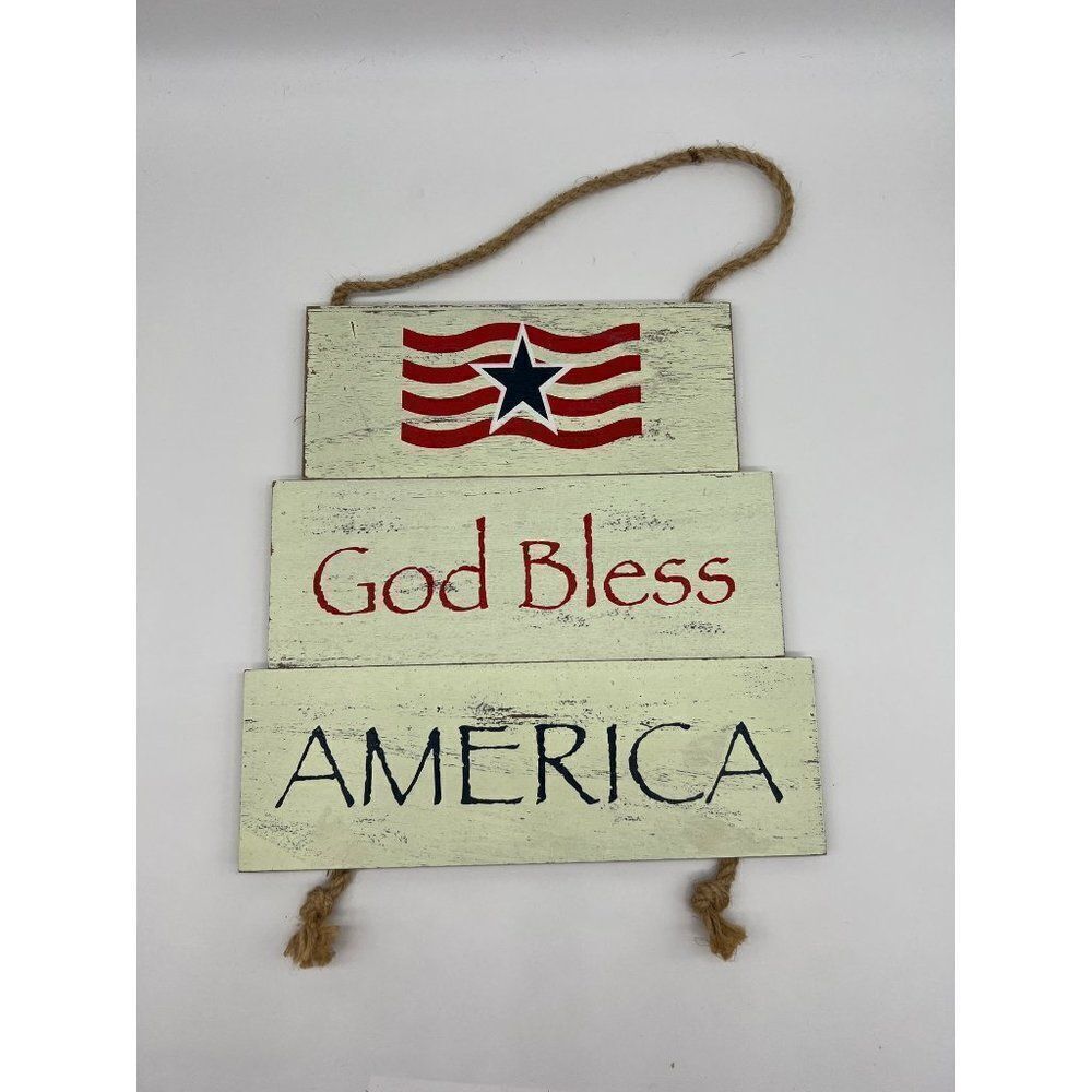 God Bless America Wooden Decor 10 x 10